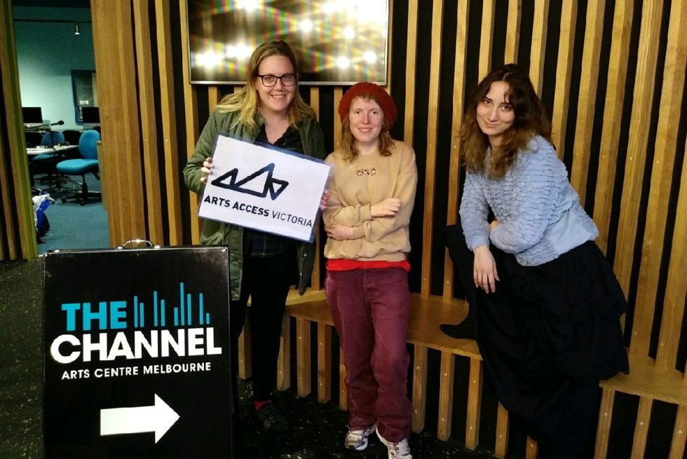 Three Nexus artists at the Art Centre Melbourne Channel.