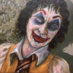 A painting of the Joker.