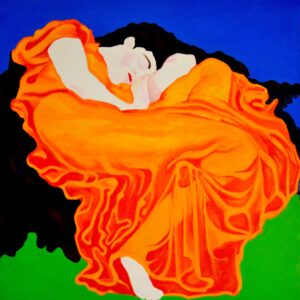 A portrait of a woman sleeping.