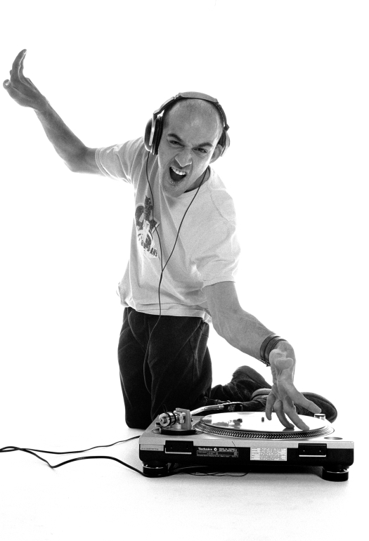 A person DJing.