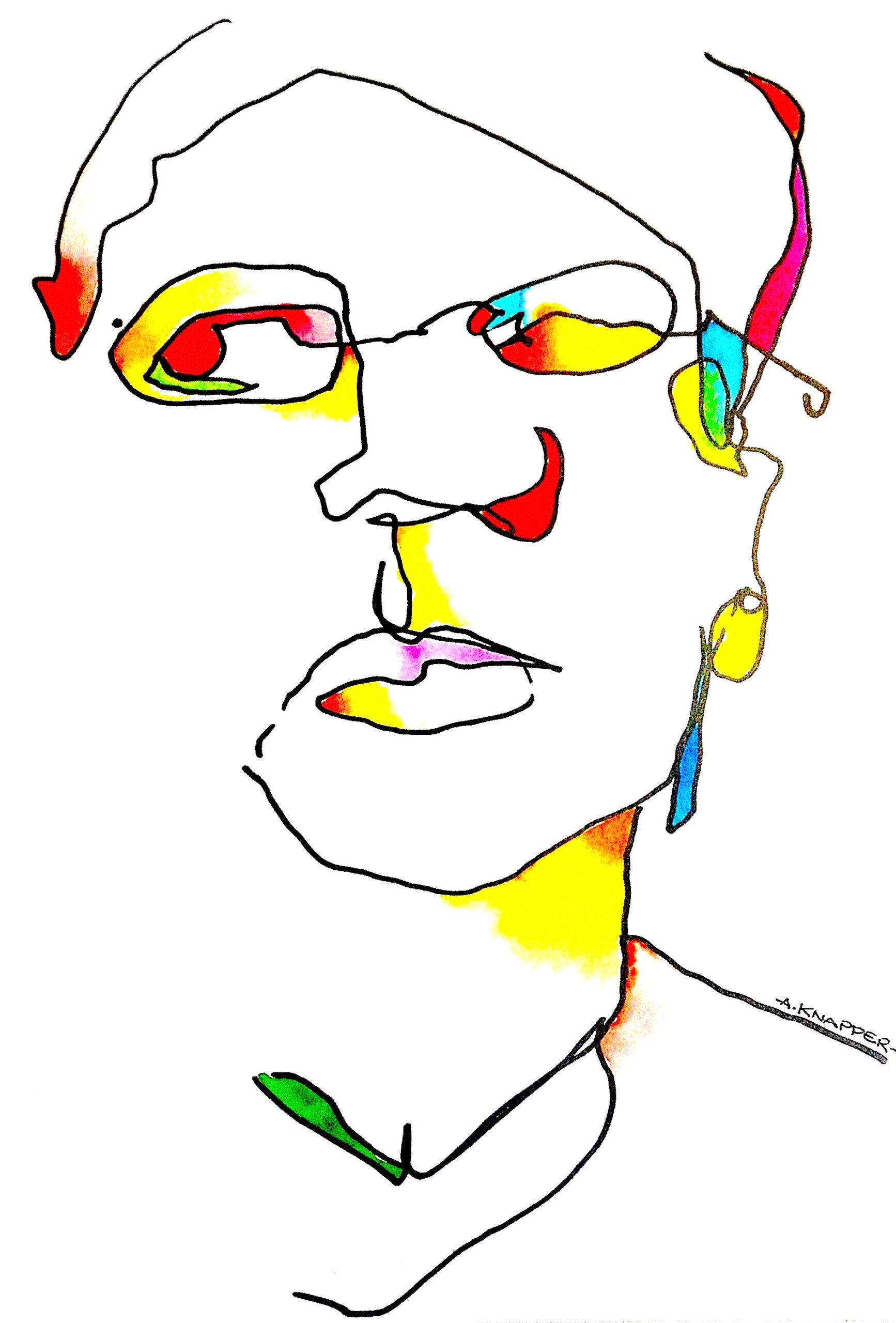 portrait of a person. it is a line crawing with pops of colour