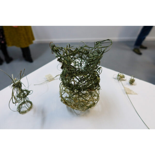 woven basket grass on a plinth