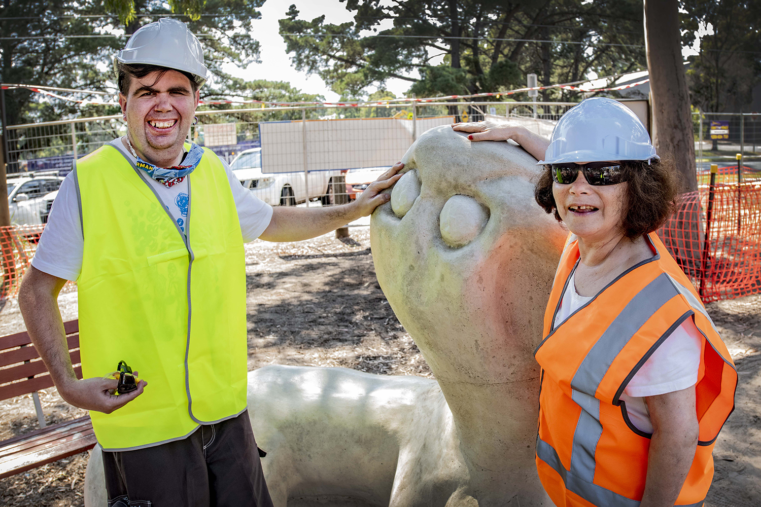 Jonathan and Debbie with sculpture