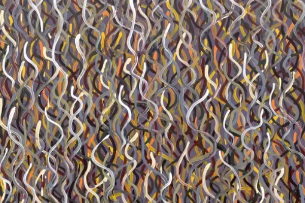 an abstract paining made up of curly lines.