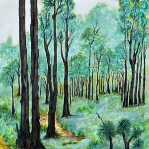 Australian forest with tall, thin trees