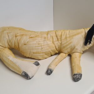 A soft sculpture of a horse