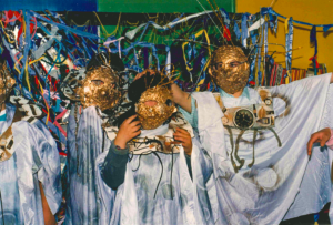 children at Art PArty dressed up in gold.