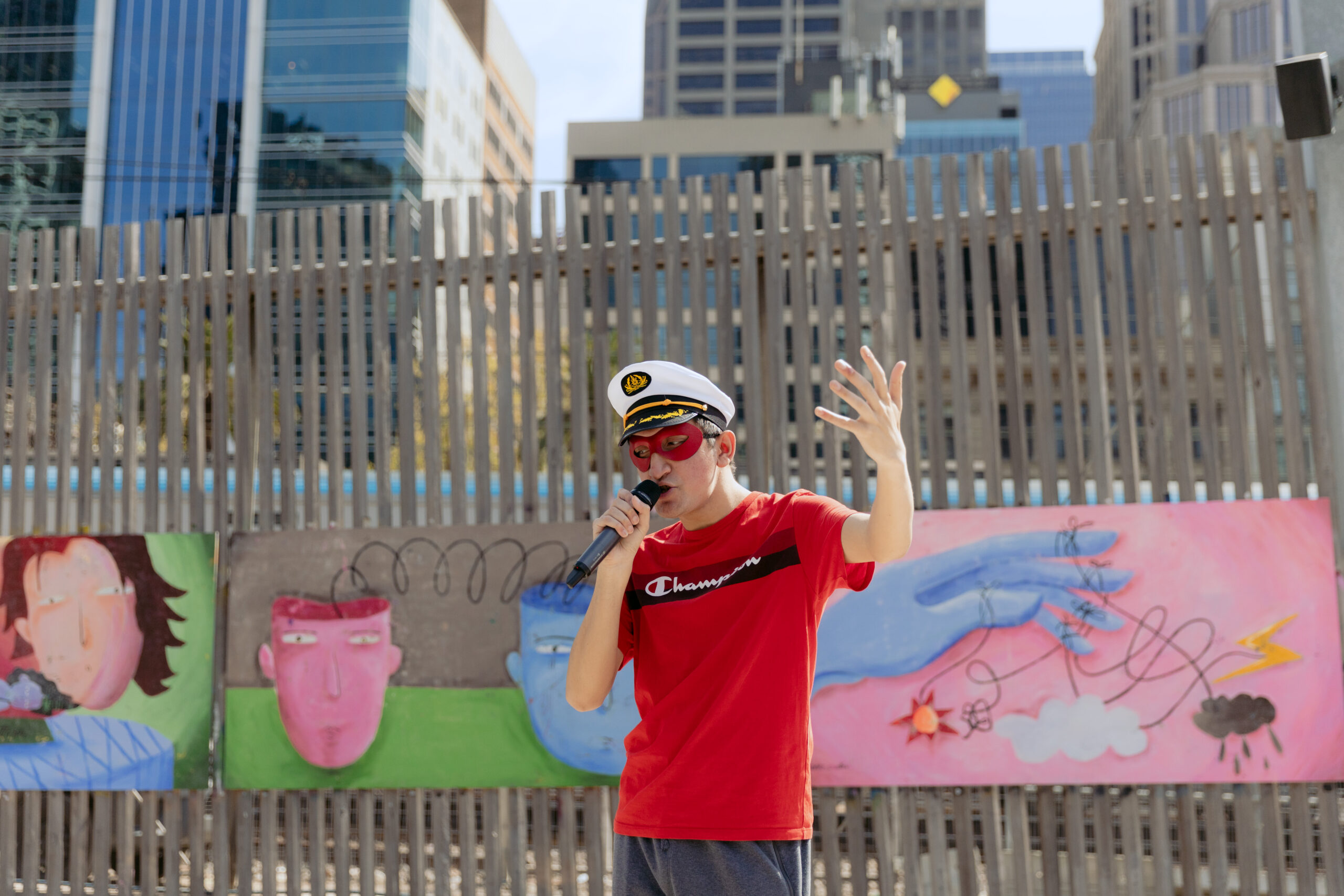 a person is performing on stagfe.
