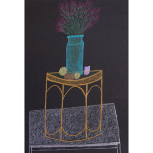 Drawing of vase on table