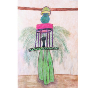 Still life of fern and lamp